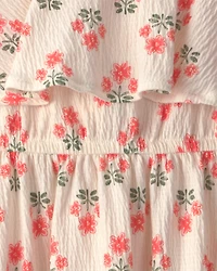 Toddler Girl Floral Ruffle Dress - Cream