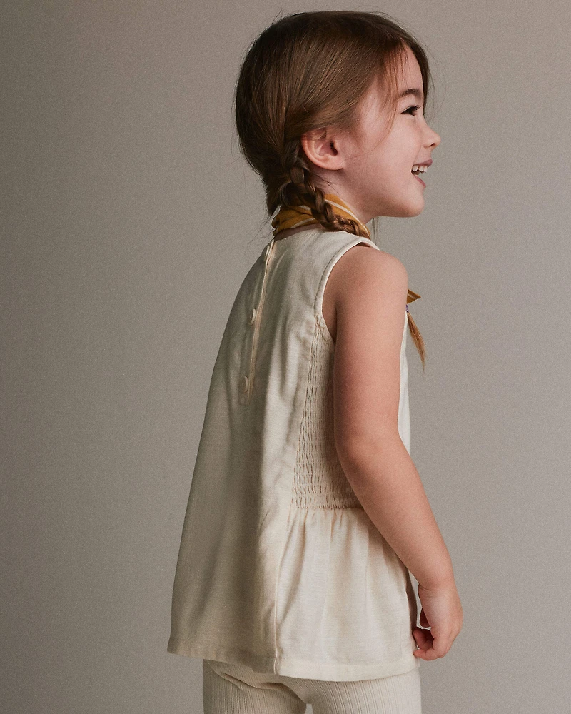 Toddler Girl Smocked Top - Cream