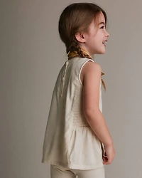 Toddler Girl Smocked Top - Cream