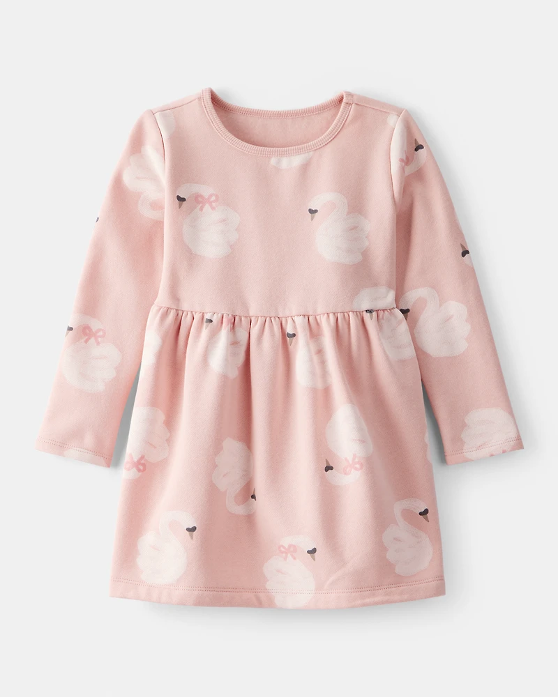 Toddler Girl DayDream Fleece Swan Knit Dress - Pink