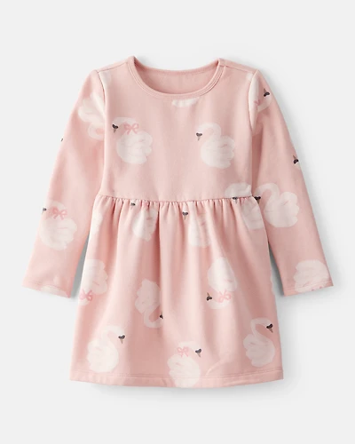 Toddler Girl DayDream Fleece Swan Knit Dress - Pink