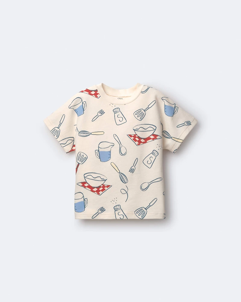 Toddler Dolman Tee Baking Print - Cream