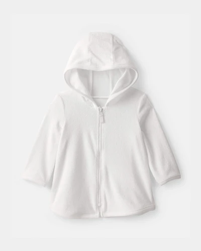 Baby Girl Terry Cover Up - White