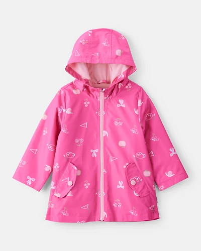 Girls Novelty Print Rain Jacket - Pink