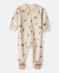 Baby Boy Buffalo Print Loose Fit Long-Sleeve Sleeper - Brown