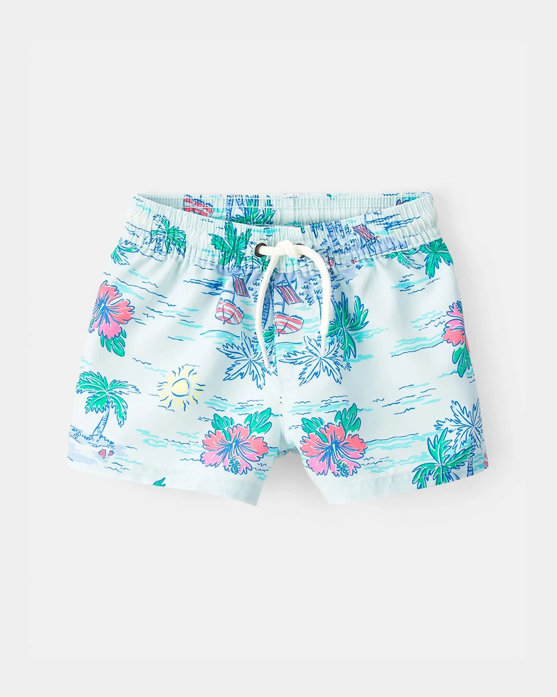 Baby Boy 2-Piece Beach Tropical Long-Sleeve Rashguard Trunk Set - Blue