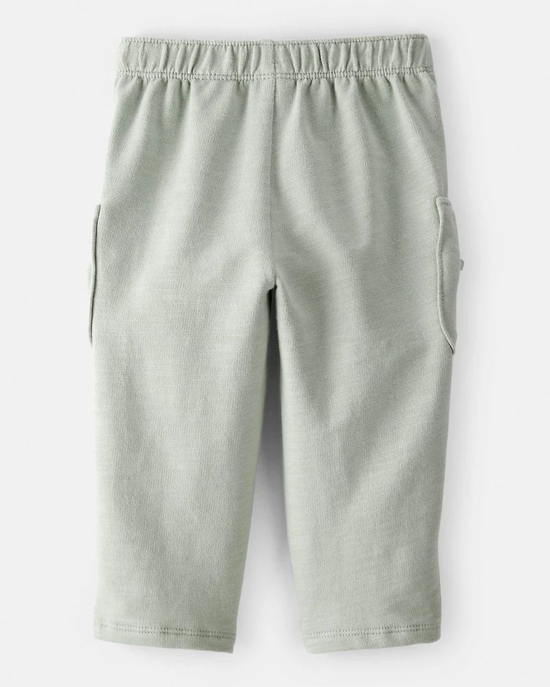 Baby Girl Bow Pocket French Terry Pants - Green