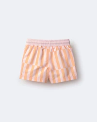 Toddler Boy Off-Center Stripe Swim Trunk - Rose/Light Orange