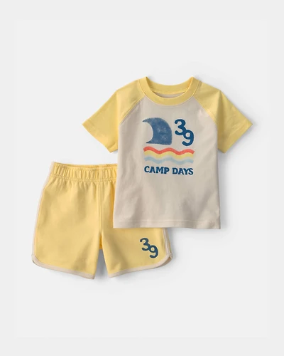 Baby Boy 2-Piece 'Camp Days' Top & Short Set - Yellow