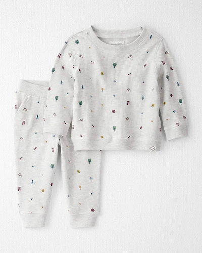 Baby 2-Piece Organic Cotton Waffle Knit Set Icon Print