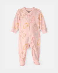 Baby Girl Easter 100% Cotton Sleeper - Pink