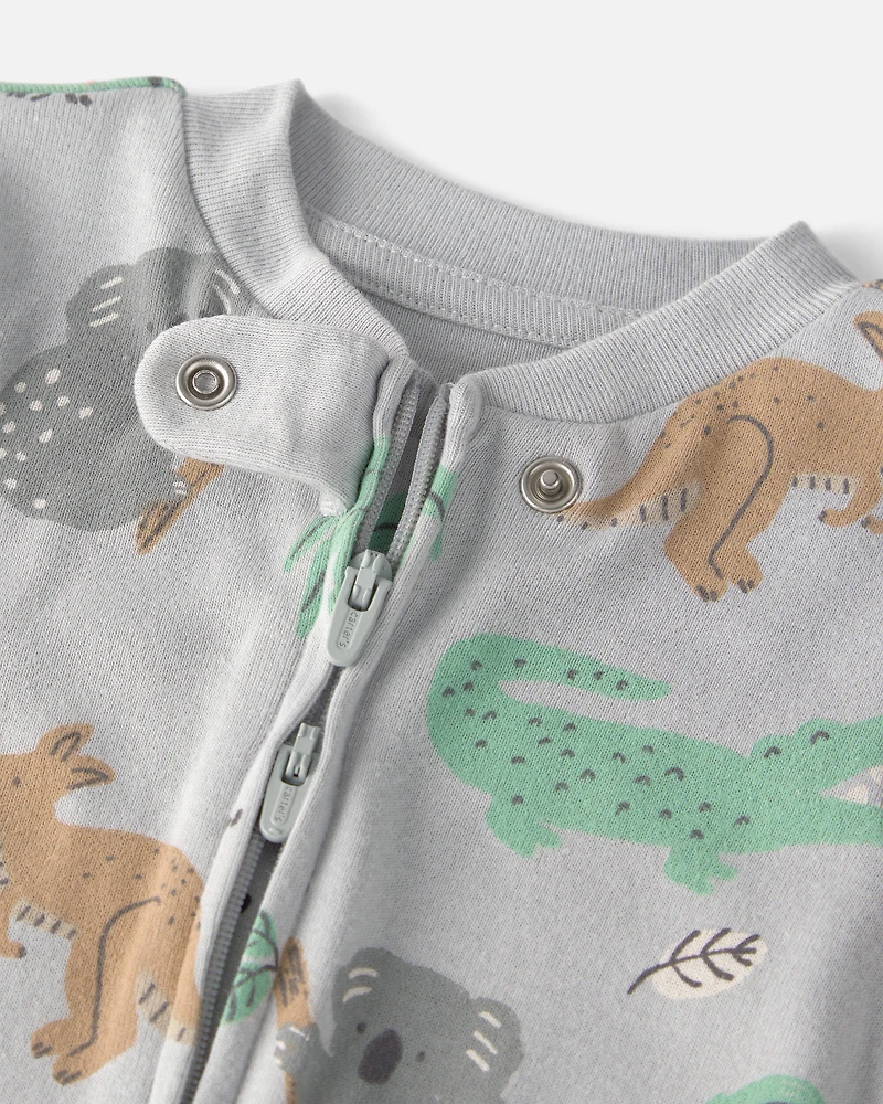 Baby Organic Cotton Sleep & Play Pyjama Aussie Friends Print