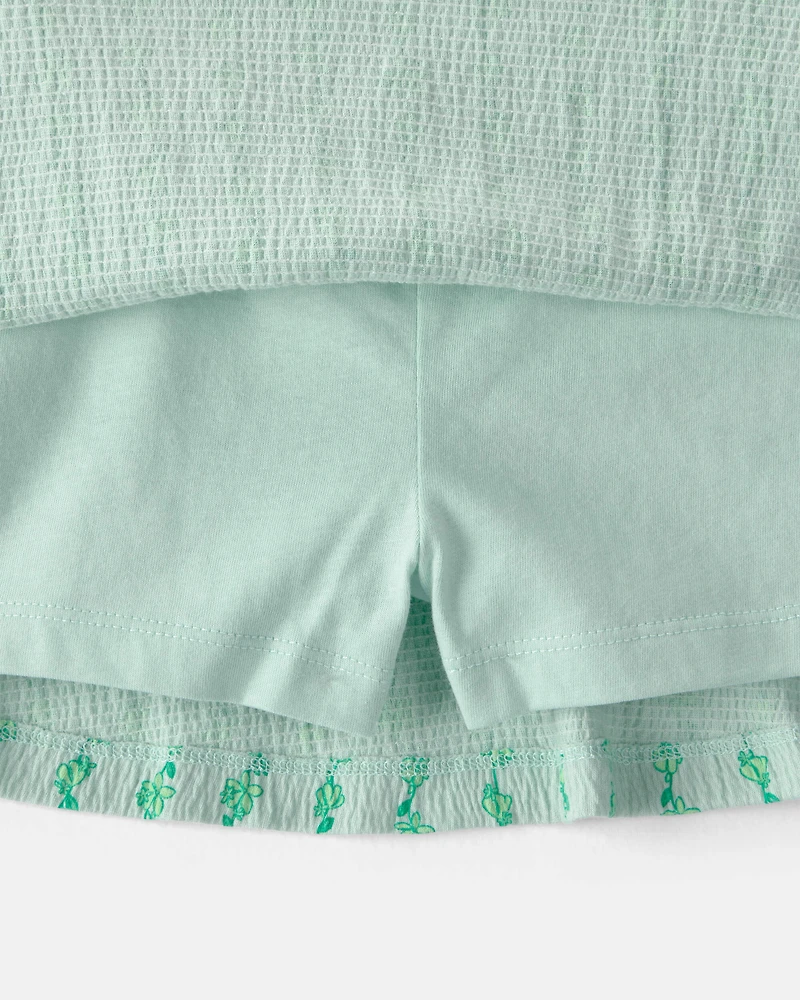 Toddler Girl 2-Piece Vine Top & Skort Set - Green
