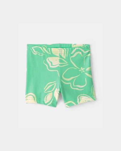 Baby Girl Floral Bike Shorts - Green