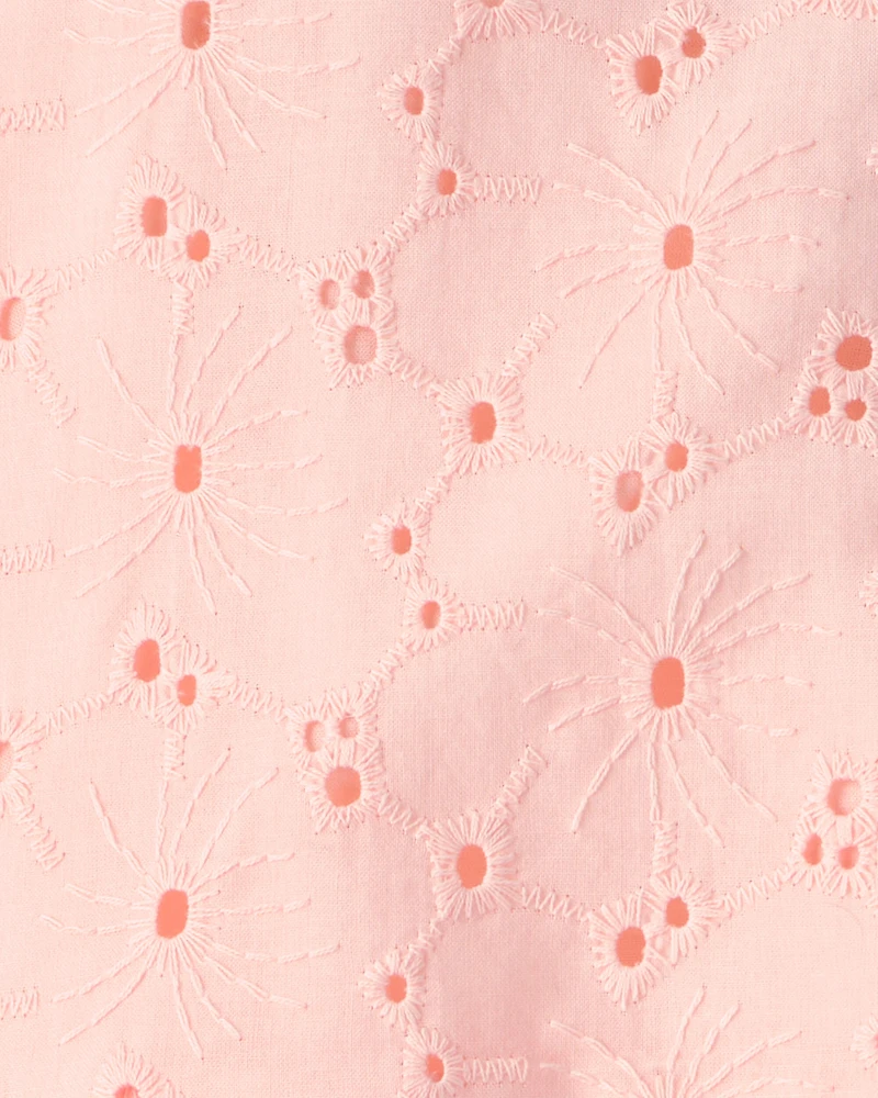 Toddler Girl Eyelet Top - Pink