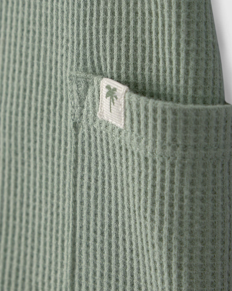 Baby Boy Solid Thermal Sleeveless Romper - Olive Green
