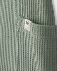 Baby Boy Solid Thermal Sleeveless Romper - Olive Green