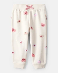 Baby Girl DayDream Fleece Candy Heart French Terry Pullover & Pant Set - Cream