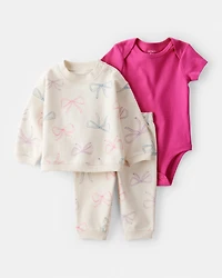 Baby 3-Piece Bow Print Little Cardigan Set