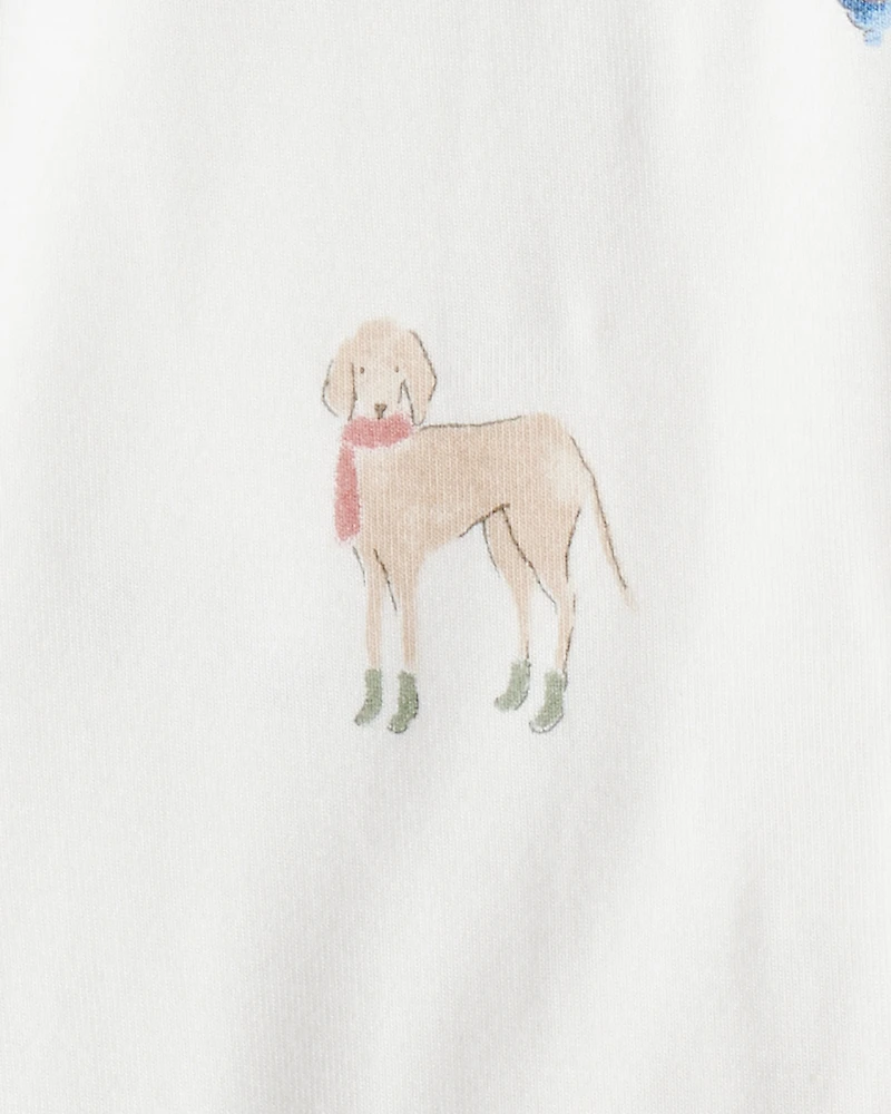 Baby Dog Print PurelySoft Snug Fit Sleeper - Cream