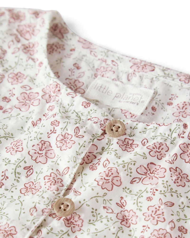 Girls Organic Cotton Dress Prairie Blossom Print