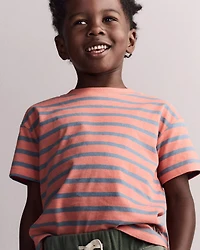 Toddler Boy Relaxed Tee Stripes - Orange/Blue