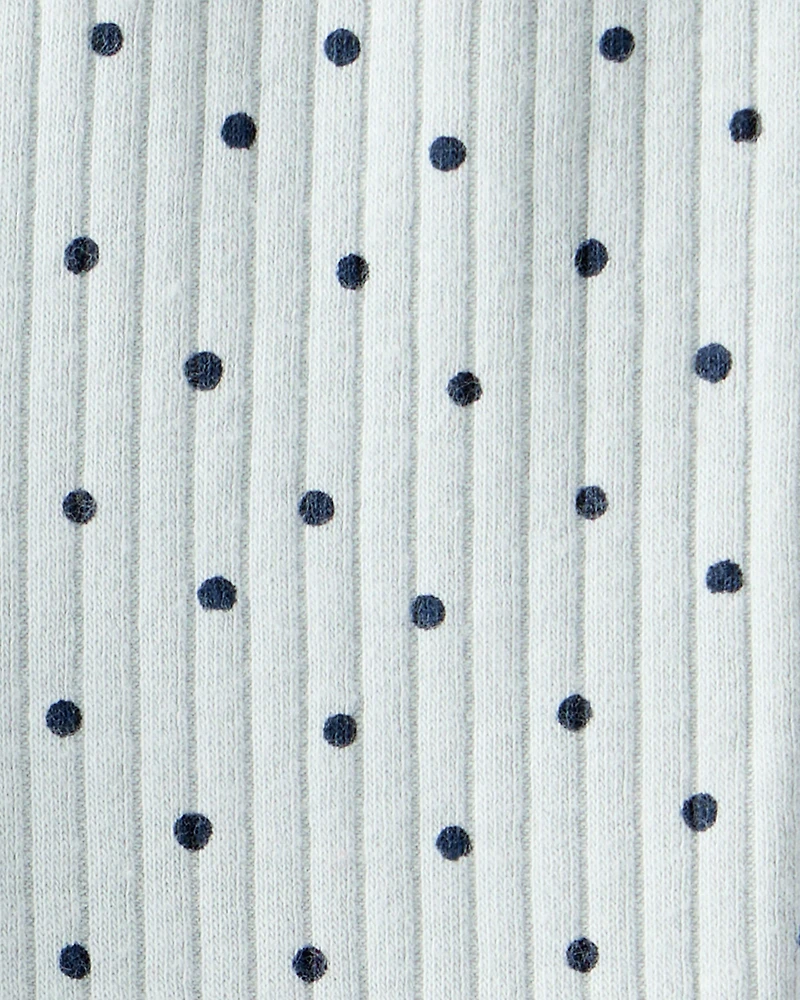 Baby Girl Polka Dot Print Cotton Pull-On Pants - Blue