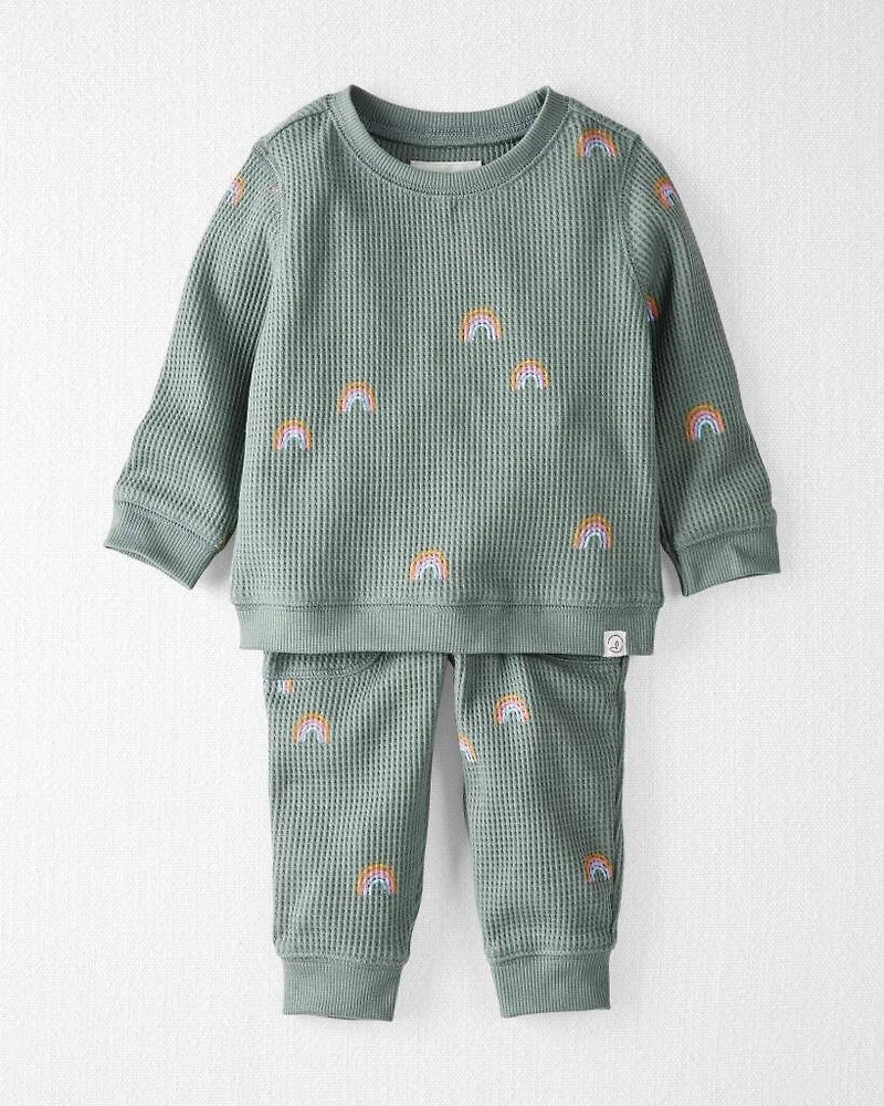 Baby Organic Cotton Waffle Knit Set Magical Rainbow Print