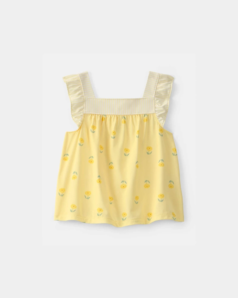 Toddler Girl Floral Sleeveless Loose Fit 2-Piece Pyjama Set - Yellow