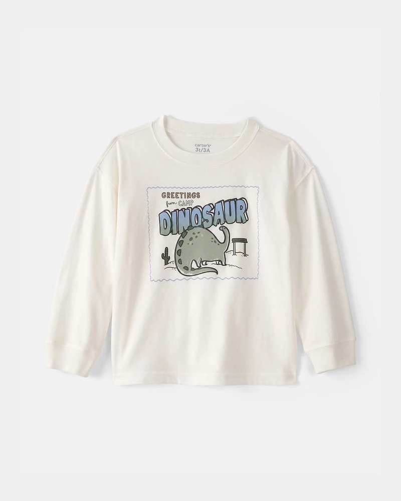 Toddler Boy Dinosaur Long-Sleeve Graphic Tee - Ivory