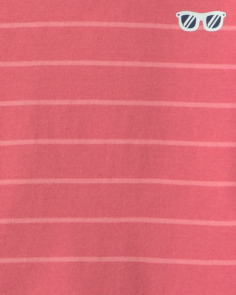 Toddler Boy Coral Striped Set - Orange