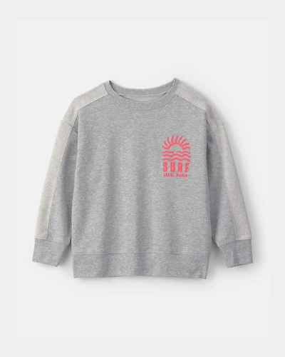 Boys Surf French Terry Long-Sleeve Pullover Sweatshirt - Grey