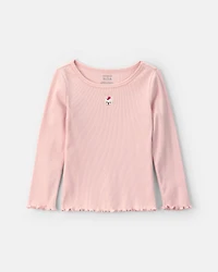 Toddler Girl Dog Long-Sleeve Top - Pink