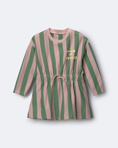 Toddler Girl Tie-Front Dress Stripes - Mauve