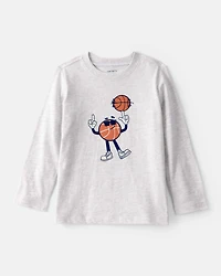 Toddler Boy Basketball Long-Sleeve Graphic Tee - Grey