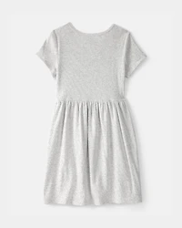 Girls Rib Short-Sleeve Dress - Grey