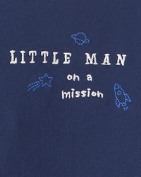 Baby Boy 2-Piece 'Little Man On a Mission' Space Long-Sleeve Bodysuit & Pant Set - Navy Blue