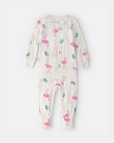 Baby Girl Flamingo PurelySoft Snug Fit 1-Piece Pyjama - Ivory