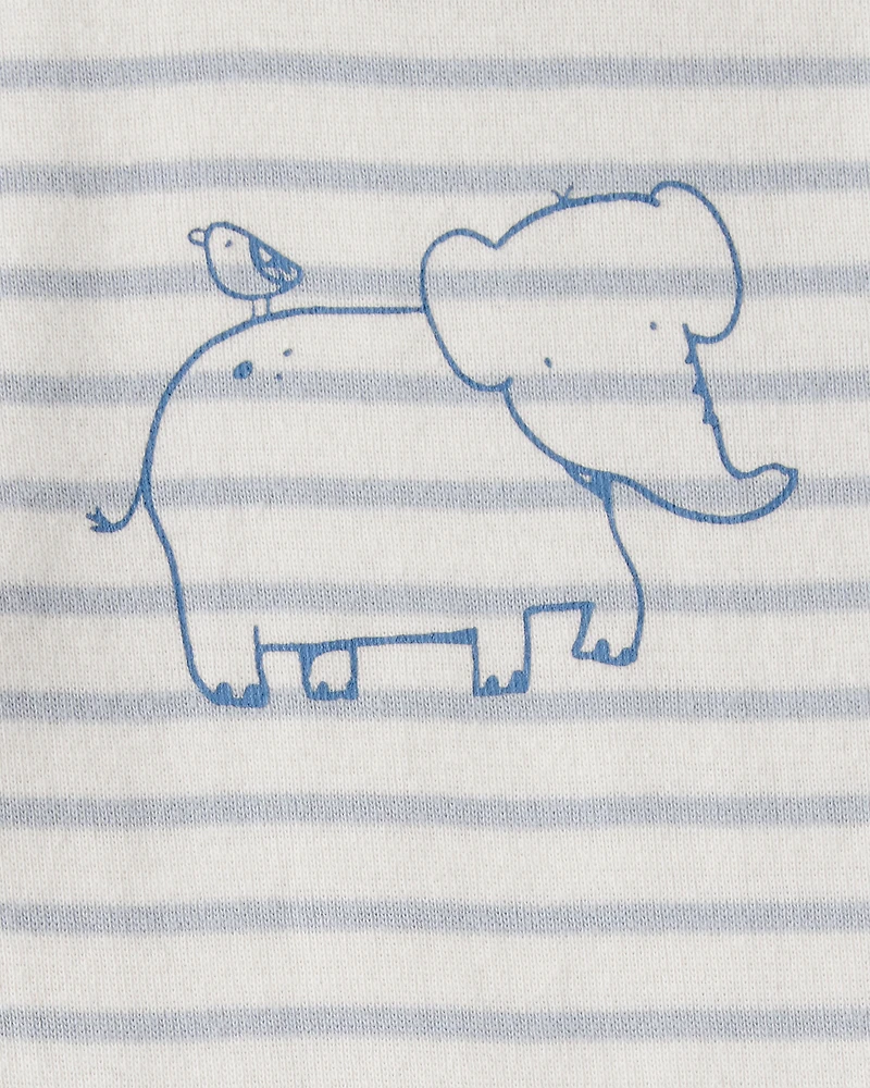 Baby Boy 5-Pack Hippo Multipack Bodysuits - Brown/Blue/White