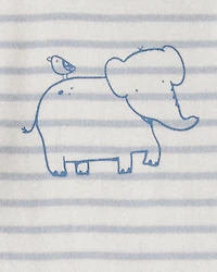 Baby Boy 5-Pack Hippo Multipack Bodysuits - Brown/Blue/White