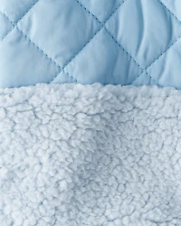 Baby Girl Sherpa Hooded Zip-Up Jacket - Blue