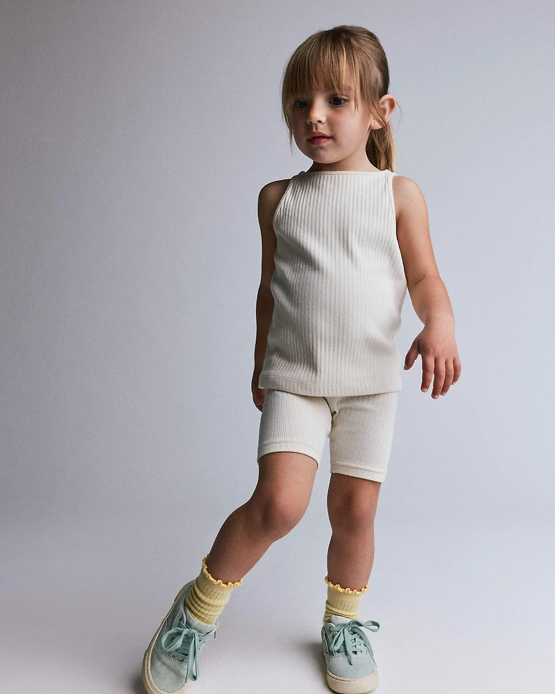 Toddler Girl Brooklyn Bike Shorts - Cream