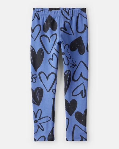 Kid Heart Pull-On Stretch Cozy Leggings - Blue