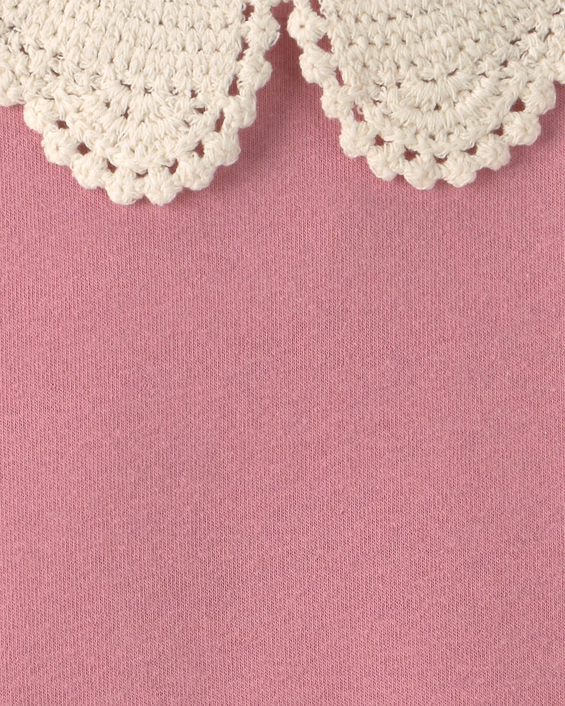 Toddler Girl Collared Fleece Sweater - Pink