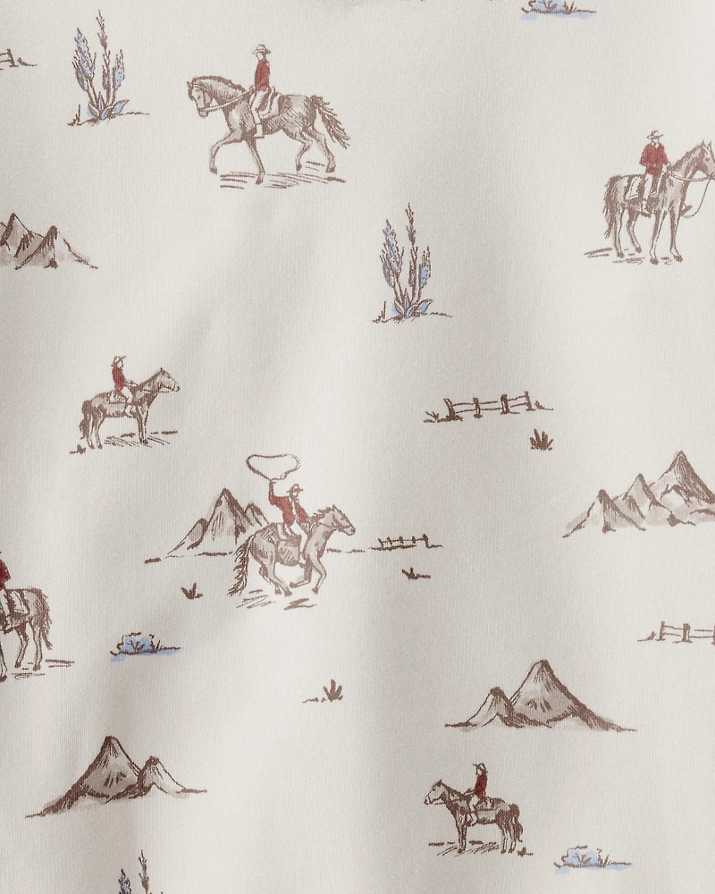 Kid French Terry Sweatshirt Made with Organic Cotton Western Rodeo Print