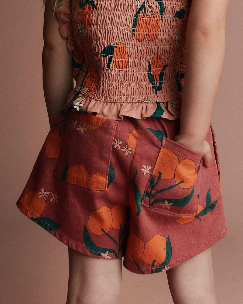 Toddler Girl A-Line Shorts Clementine Grove Print - Burgundy