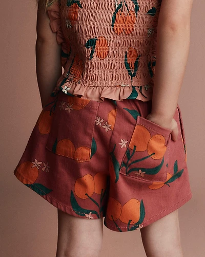 Toddler Girl A-Line Shorts Clementine Grove Print - Burgundy