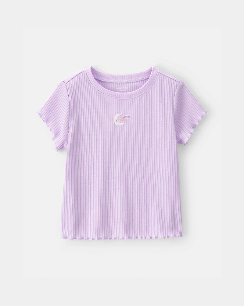 Toddler Girl Moon Rib Loose Fit 2-Piece Pyjama Set - Purple