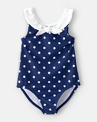 Toddler Girl Polka Dot 1-Piece Swimsuit - Navy
