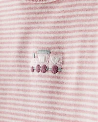 Baby Girl 3-Piece Train Print Long-Sleeve Bodysuit & Pant Set - Pink